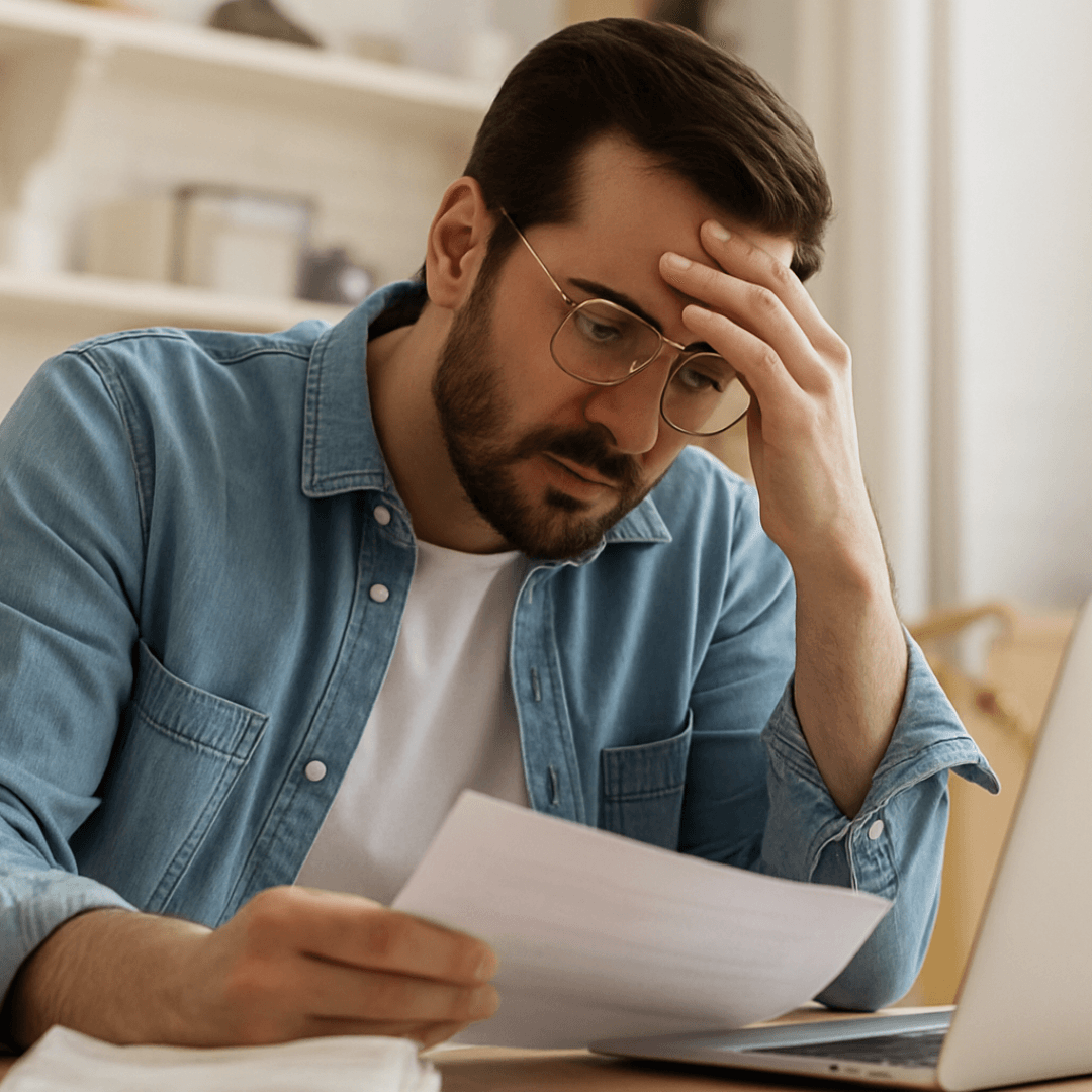 Person reviewing energy bill and solar savings